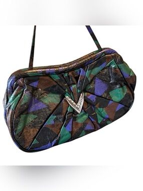 Multicolor Geometric Mimo Sacs Toronto Vintage leather clutch shoulder purse